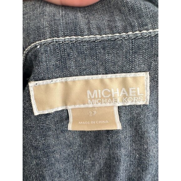 MICHAEL KORS Denim Crop Long Sleeve Jacket Size 2P - Picture 7 of 7